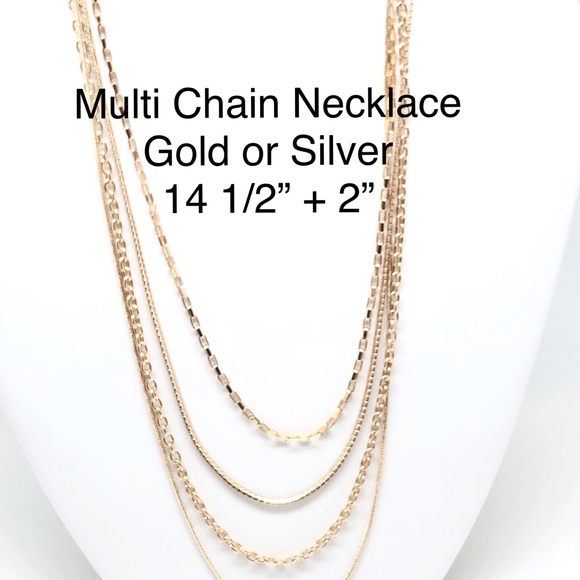 Multi Chain Layered Necklaces Gold or Silver NWT - Picture 1 of 6